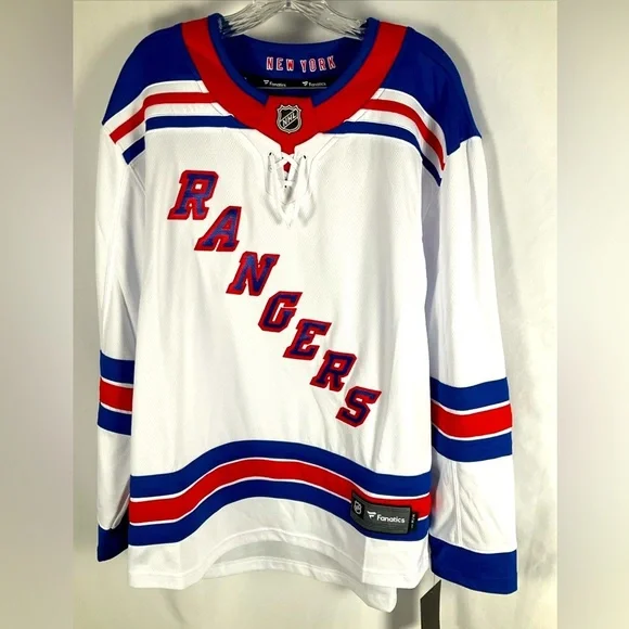New York Rangers Fanatics Men’s White Medium NHL Breakaway Jersey NWT - Picture 1 of 11
